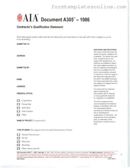 AIA A305 PDF Form