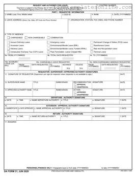 Da 31 PDF Form