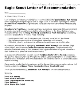 Attorney-Approved Eagle Scout Letter of Recommendation Template