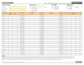 Electrical Panel Schedule PDF Form