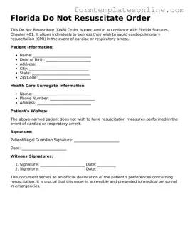 Valid  Do Not Resuscitate Order Form for Florida