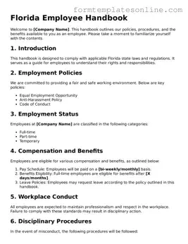 Valid  Employee Handbook Form for Florida