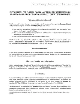 Florida Financial Affidavit Short 12.902(b) PDF Form