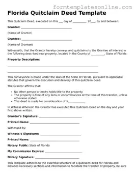 Valid  Quitclaim Deed Form for Florida