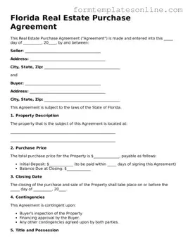 Valid  Real Estate Purchase Agreement Form for Florida