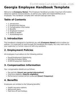 Valid  Employee Handbook Form for Georgia