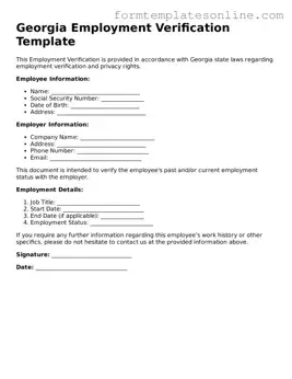 Valid  Employment Verification Form for Georgia