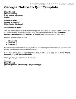 Valid  Notice to Quit Form for Georgia