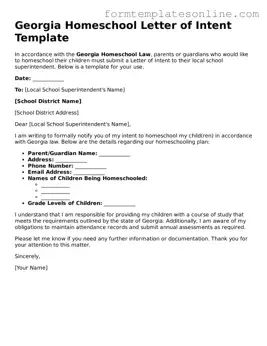 Valid  Homeschool Letter of Intent Form for Georgia