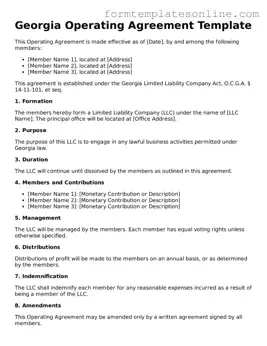 Valid  Operating Agreement Form for Georgia