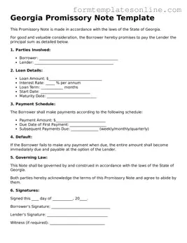 Valid  Promissory Note Form for Georgia