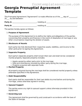 Valid  Prenuptial Agreement Form for Georgia