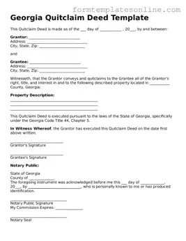 Valid  Quitclaim Deed Form for Georgia