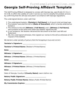 Valid  Self-Proving Affidavit Form for Georgia