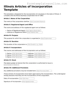 Valid  Articles of Incorporation Form for Illinois