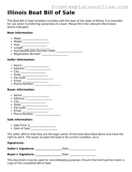 Valid  Boat Bill of Sale Form for Illinois