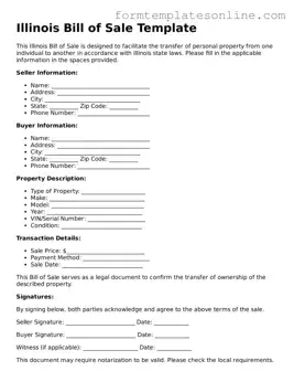 Valid  Bill of Sale Form for Illinois