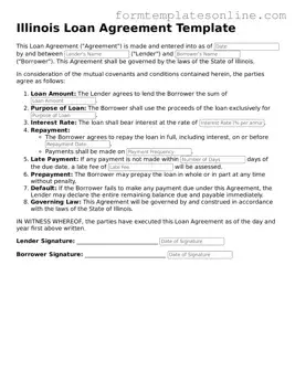 Valid  Loan Agreement Form for Illinois