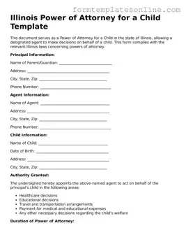 Valid  Power of Attorney for a Child Form for Illinois