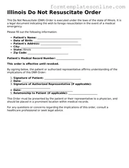 Valid  Do Not Resuscitate Order Form for Illinois