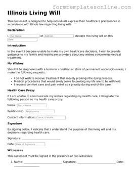 Valid  Living Will Form for Illinois