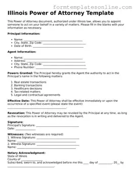Valid  Power of Attorney Form for Illinois