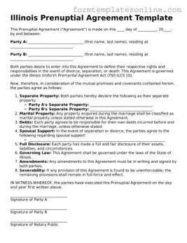 Valid  Prenuptial Agreement Form for Illinois