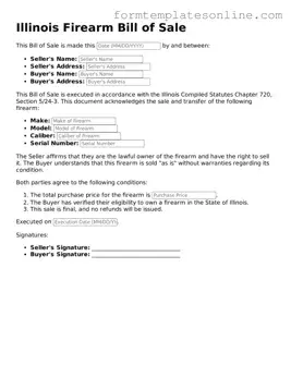 Valid  Firearm Bill of Sale Form for Illinois