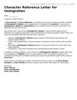 Attorney-Approved Character Reference Letter for Immigration Template