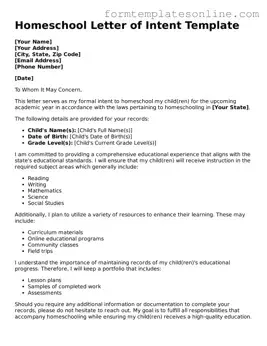 Attorney-Approved Homeschool Letter of Intent Template