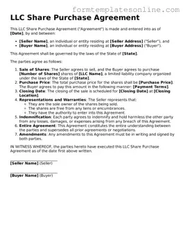 Attorney-Approved LLC Share Purchase Agreement Template