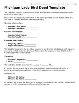 Valid  Lady Bird Deed Form for Michigan