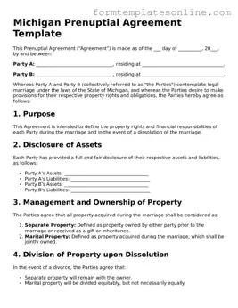 Valid  Prenuptial Agreement Form for Michigan