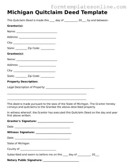 Valid  Quitclaim Deed Form for Michigan