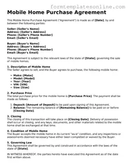 Attorney-Approved Mobile Home Purchase Agreement Template