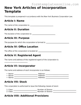 Valid  Articles of Incorporation Form for New York