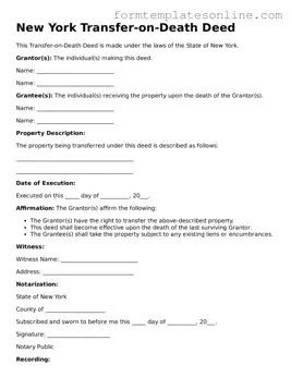 Valid  Transfer-on-Death Deed Form for New York