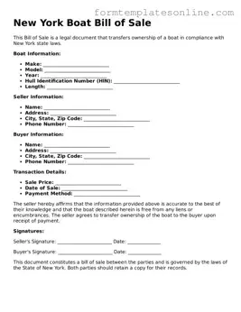 Valid  Boat Bill of Sale Form for New York