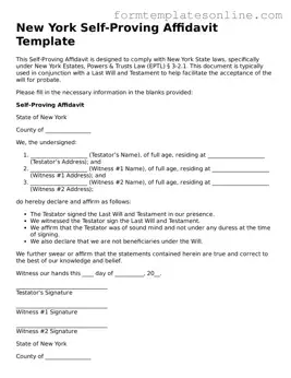 Valid  Self-Proving Affidavit Form for New York
