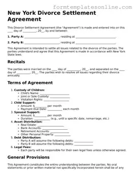 Valid  Divorce Settlement Agreement Form for New York