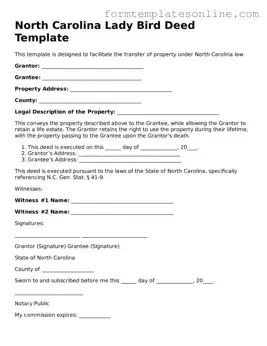 Valid  Lady Bird Deed Form for North Carolina