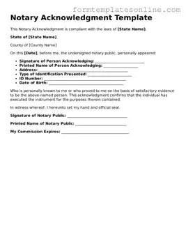 Attorney-Approved Notary Acknowledgement Template