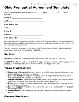 Valid  Prenuptial Agreement Form for Ohio
