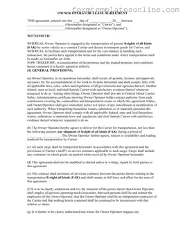 Owner Operator Lease Agreement PDF Form