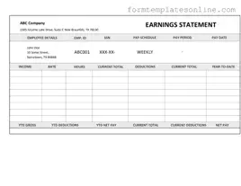 Independent Contractor Pay Stub PDF Form
