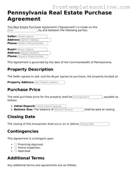 Valid  Real Estate Purchase Agreement Form for Pennsylvania