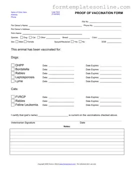 Proof Of Vaccination Dog PDF Form