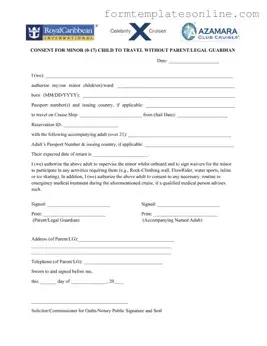 Royal Caribbean Parental Consent PDF Form