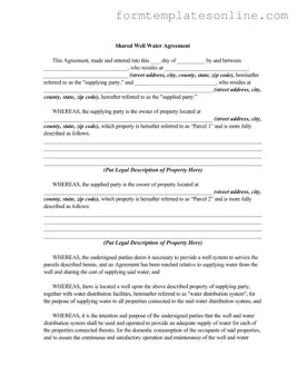 Shared Well Agreement PDF Form