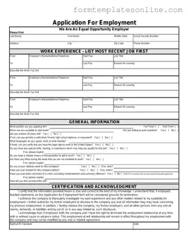 Spanish Application Employment PDF Form